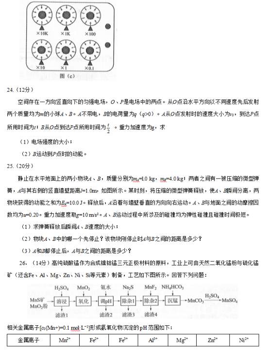 2019四川高考理综试题【word精校版】