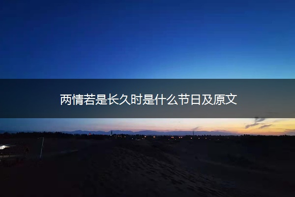 两情若是长久时是什么节日及原文