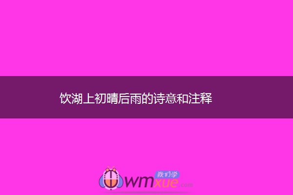 饮湖上初晴后雨的诗意和注释