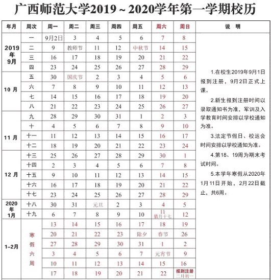 2020广西各大学寒假什么时间开学