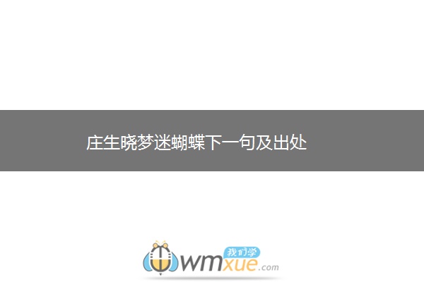 庄生晓梦迷蝴蝶下一句及出处