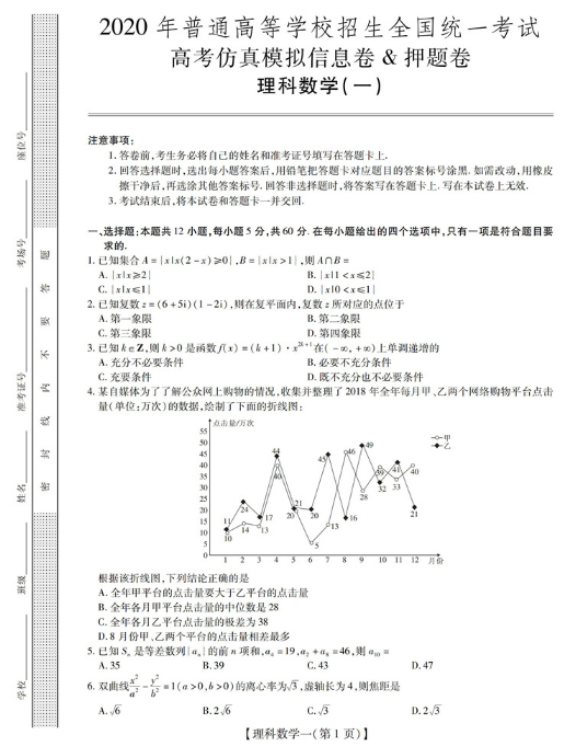 2021全国仿真高考理科数学模拟信息卷押题卷