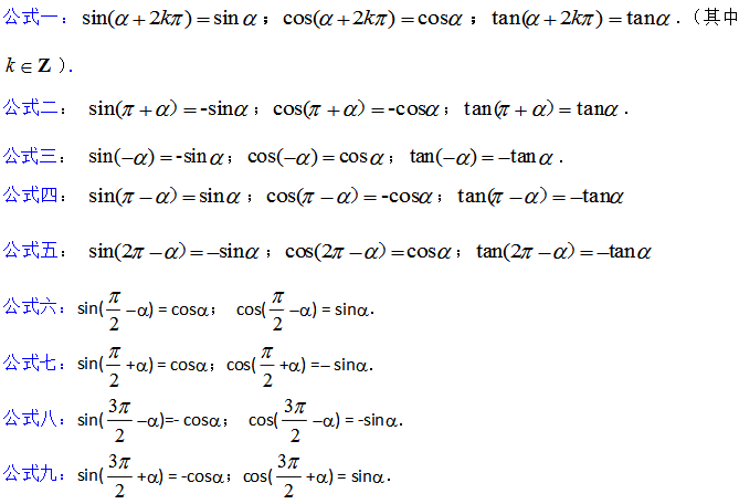 三角函数诱导公式图解图片